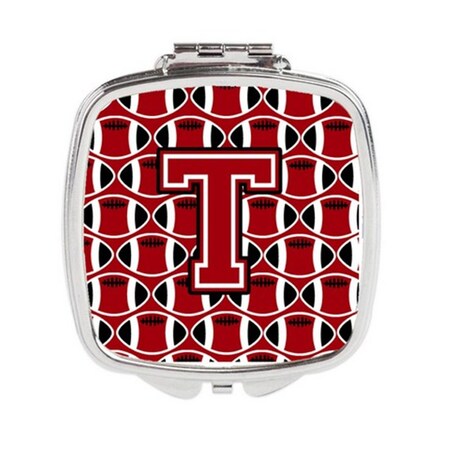 Carolines Treasures Letter T Football Red, Black and White Compact Mirror CJ1073-TSCM